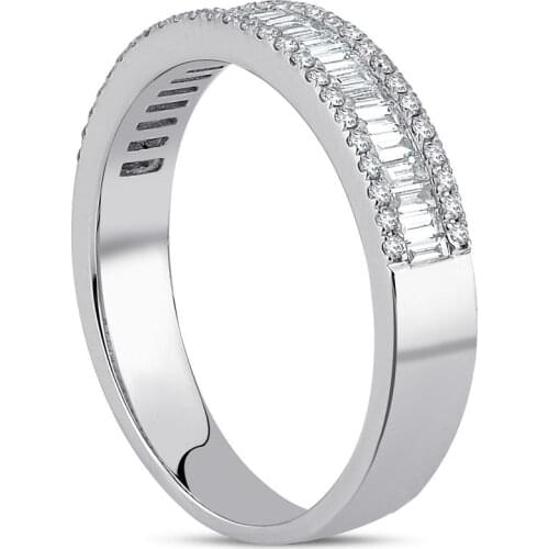 0.43 CT sa. Diamond Half Baguette Ring Handy Custom Craftsmanship Gift Gold Special Occasions Design Shiny Elegant Jewelry