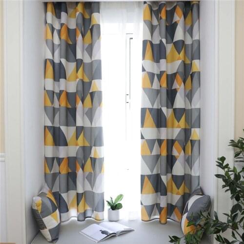 1PCS 1.4M*2.15M (Wide*High) Waterproof Printed Tulle Blackout Curtain Geometric Home Bedroom Balcony Window Decor