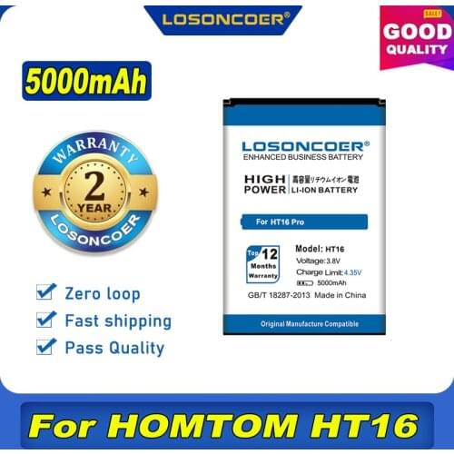 100% Original LOSONCOER 5000mAh HT16 HT16 Pro Battery For HOMTOM HT16 Pro HT16