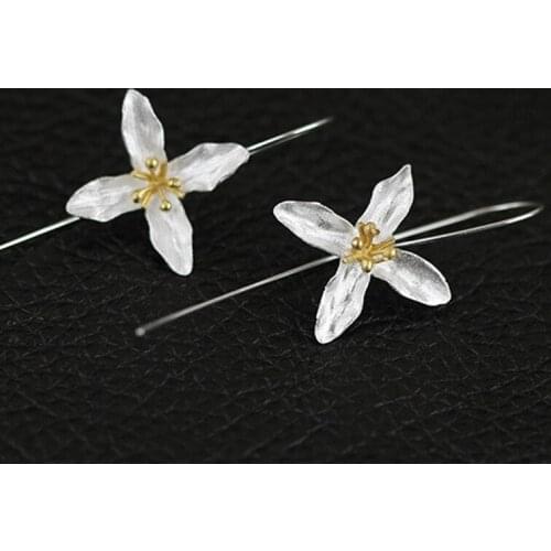 2018 Direct Selling Earings Fashion Jewelry Original 925 Jewelry Gold-plated Flower Drawing Fashion Simple Craft, Earrings The