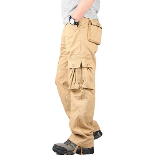 2021 Mens Loose Multi-Pocket Slacks Outdoor Straight Cargo Pants