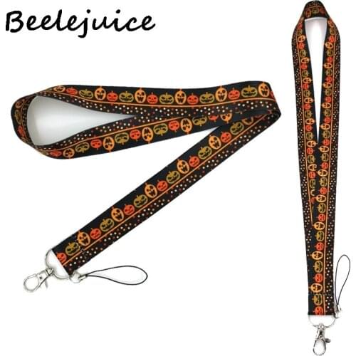 24pcs Happy Halloween Keychain Lanyards Id Badge Holder ID Card Pass Mobile Phone Badge Holder Key Strap Webbings Ribbons Gift