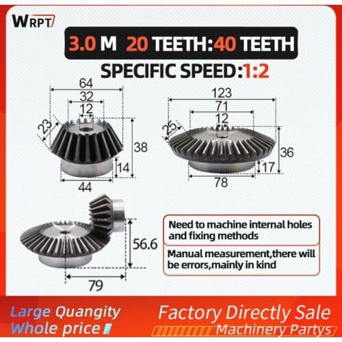 3 Mode Specific speed 1: 2 Bevel gear inner hole 12mm、12mm 3M20Teeth:40Teeth 90 degree transmission bevel gear