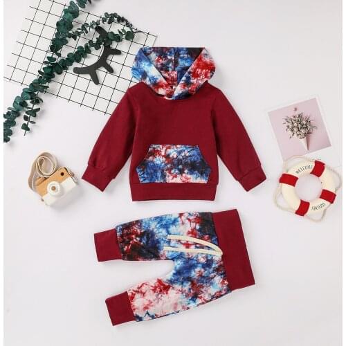 Bear Leader Newborn Baby Girl Clothes Hooded Sweatshirt Tie-dye Pants 2pcs Outfit Cotton Baby Tracksuit Set Infant Boys Clothes