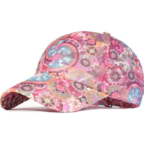 Summer Spring Mesh Breathable Baseball Cap Women Floral Sun Hat Embroidered Outdoor Sport Cap Quick-drying Climbing Hat