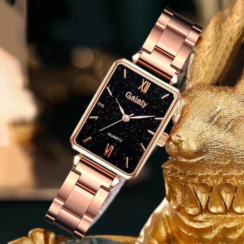 Fashion Woman Watch Luxury Rose Gold Steel Band Quartz Wrist Watch Black Pink White Casual Dress Watch For Women