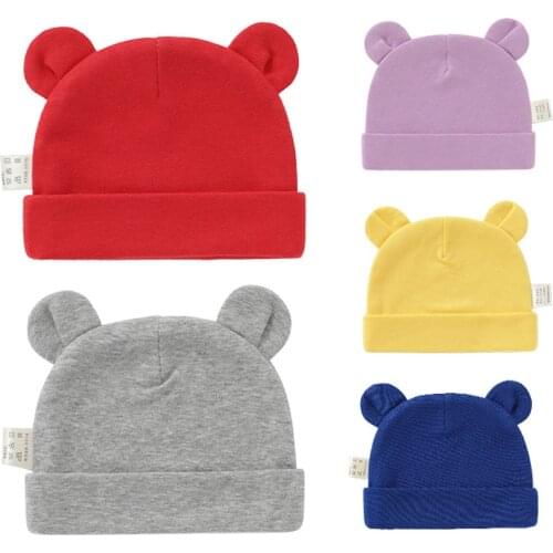 Baby Hat With Ears Cotton Warm Newborn Accessories Baby Girl Boy Spring Autumn Hat 15 Colors For Infant Beanie Cap Newborn Hat