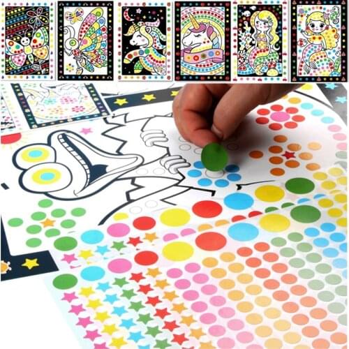 DIY Mosaic Dot Cartoon Stickers for Kids Concentration Patience Coordination Training Montessori Learning Education Toys Gifts