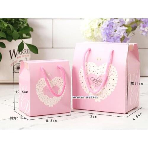 Heart shape design Pink Chocolate Candy Bag Birthday Event Party Supplies Accessories Wedding Decoration Guest Gift Favors Box