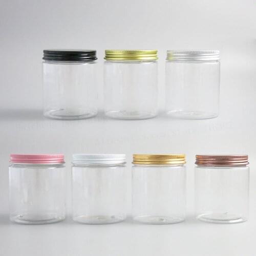 20 x 250g Travel Empty Clear Cream Cosmetic Jar 250cc 8.3oz PET Conatiner Make Up Tools Aluminum Lid Heavy Wall