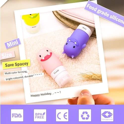 Travel Silicone Bottle Shampoo Shower Gel Lotion Sub-bottling Tube Squeeze Kit 60/80/90/100ML