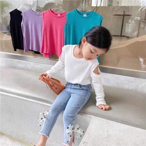 T-shirts Tops Full Sleeve O-neck Collar Casual Fashion Comfortable New Simple Spring Autumn Kids Clothes for Girls