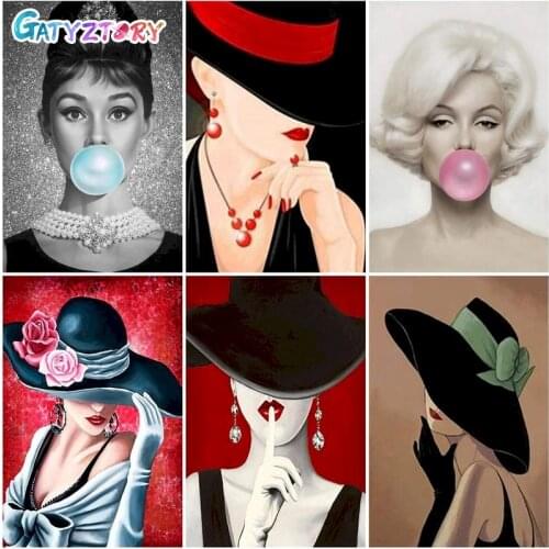 GATYZTORY DIY Diamond Painting Figure Rhinestone Kits Woman Cross Stitch Mosaic Art Handmade Gift Home Decor