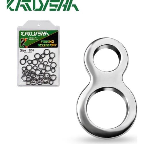 KATYUSHA 20Pcs Heavy Fishing Double 8 Solid Ring 400-600lbs Swivel Trolling Connector Jig Assist Hook 304 Stainless Steel Tackle
