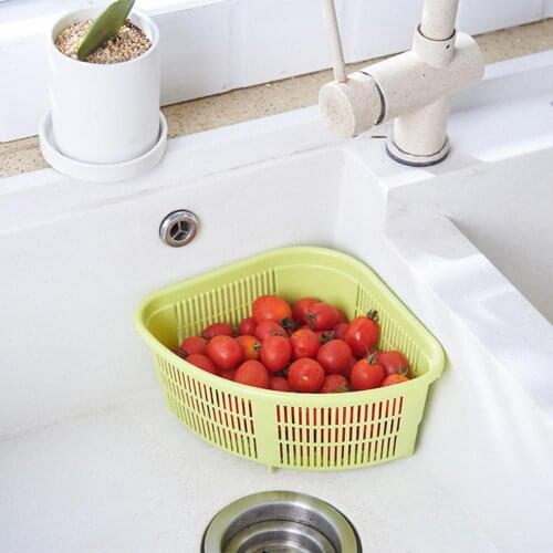 Kitchen Sink Basket Strainer Triangular Storage Rack Organizer Fruit Vegetable Cleaning Storage Tool Sink Filter Shelf