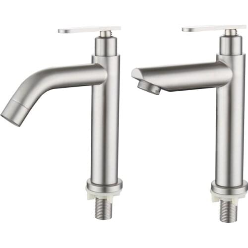 Kitchen Faucet Stainless Steel Deck Mounted Sink Basin Faucet Bathroom Single Cold Single Handle Water Tap Household Supplies