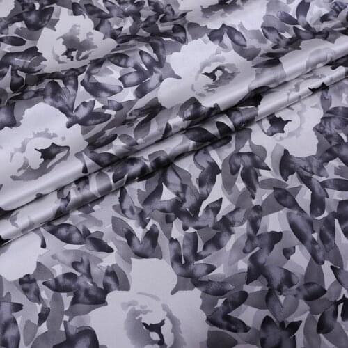 Vintage Floral Peony Printing Summer Silk Stretch Satin Fabric