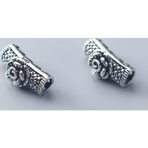 Fashion Thai Silver Tube Rose Spacer Beads Big Hole 925 Sterling Silver Handmade Ornament Beading Accessories DIY Jewelry Making