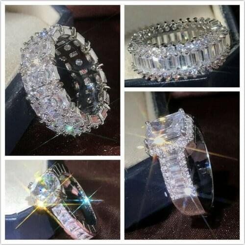 Huitan Fashion High-quality Silver Plated Wedding Rings Luxury Inlaid Cubic Zirconia Engagement Promise Ring for Women Jewelry