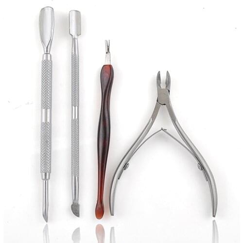 Nail Tool Kit exfoliate dead skin fork push V-type pliers scissors exfoliating dead skin push stainless steel small big push