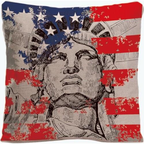 Stars And Stripes Printing Throw Pillowcase Blue And Red Decorative Cushion Cover Perfect Gift By Lvsure For Car Sofa Seat