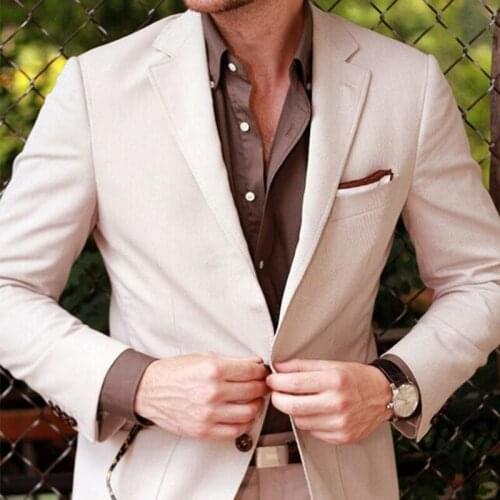 ANNIEBRITNEY Ivory 2 Piece Slim Fit Formal Men Suit Custom Groom Wedding Tuxedo High End 2 Piece Prom Wedding Men Suit Set