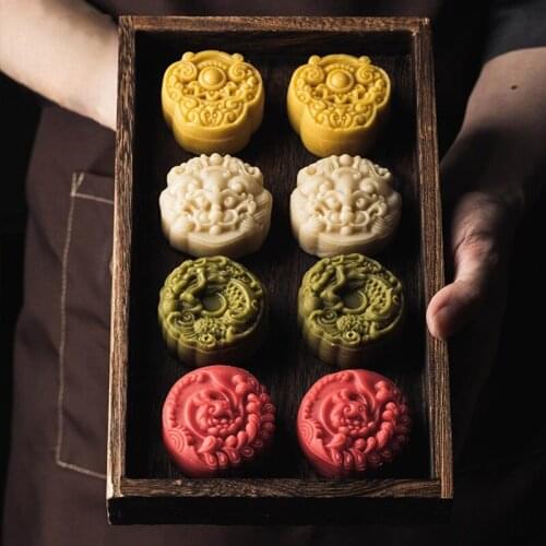 Plastic Mooncake Mold 75g Cookie Cutter with 2 Stamps Hand Press Green Bean Pastry Chocolate Moon cake Mould DIY Bakeware