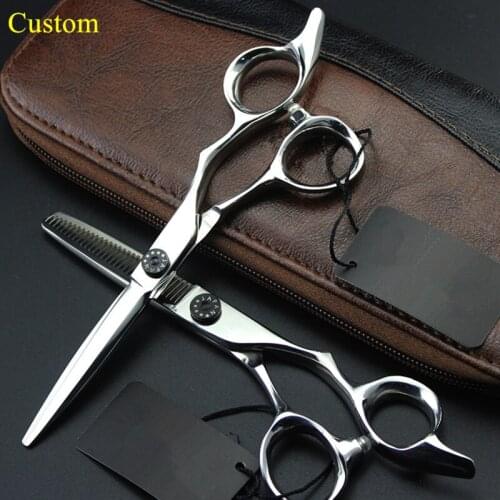 Custom LOGO professional japan steel 6 inch hair scissors cutting makas barber hair salon thinning shears hairdressing scissors