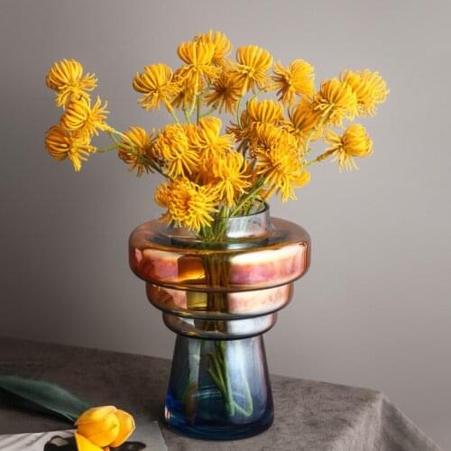 Nordic Light Luxury Stained Glass Vase Creative Hydroponic Transparent Living Room Dining Table Porch Decoration Decoration