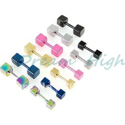 Barbell Earring Ear Piercing Mixed Color 50pcs/lot Ear Ring Fashion Body Piercing Jewelry For Girl Round 316l Stainless Steel