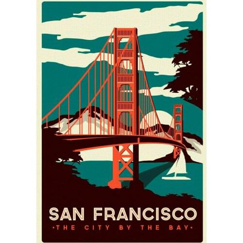 San Francisco Bridge Vintage Retro Travel Railways Photo Art Film Print Silk Poster for Your Home Wall Decor 24x36inch