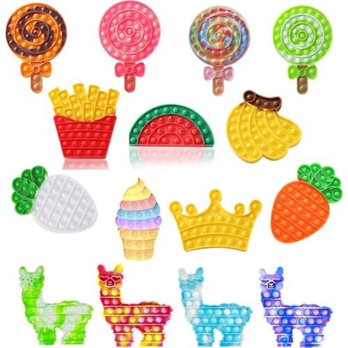 Silicone Tie-Dye Alpaca Push Bubble Sensory Toy Push Bubble Fidget Sensory Toy Autism Fidget Squeeze Funny Stress Reliever