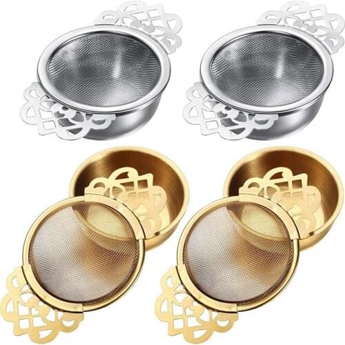 Tea Strainers with Drip Bowls, Mesh Tea Infuser Stainless Steel Loose Leaf Tea Filter with Double Winged Handles