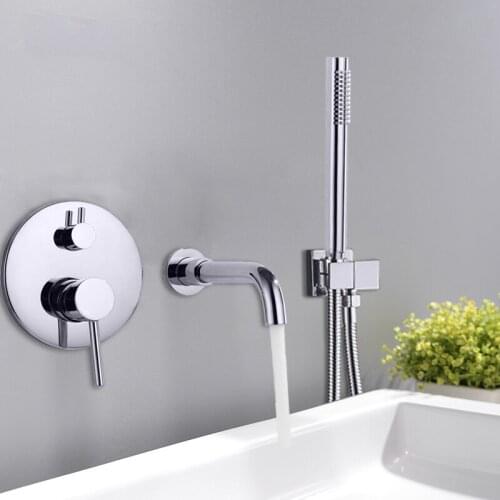 Vidric Black Chrome Concealed Basin Sink Faucet Wall Mount 360 Rotation Spout Single Lever Mixer Tap Bathtub Wash Basin Faucet
