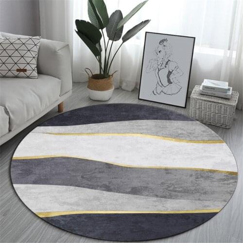 Modern Gray Zone Round Carpet Living Room Carpet Dining Room Floor Mat Decoration Bedside Carpet Bedroom