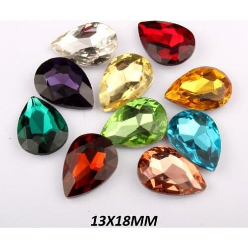 13X18MM water drop Glass Crystal 36pcs/lot Pointback Rhinestone 16 colors Optional free shipping