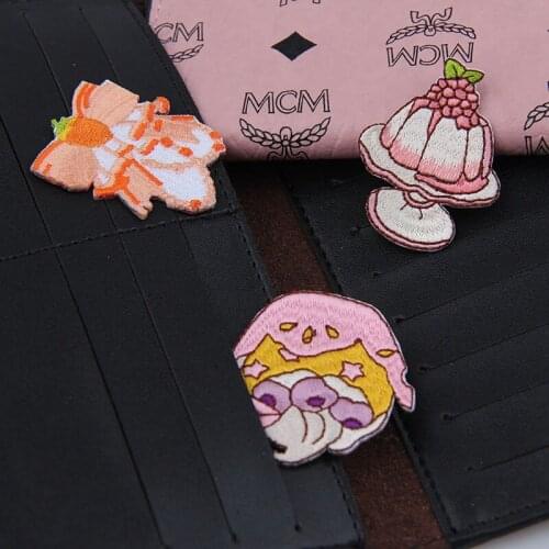 Iron On Cartoon Ice Cream Bow Patches for Girl Clothes Repair Sewing Fabric Cake Appliques Diy Handmade Patches Coat Badge