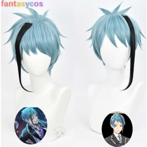 Twisted Wonderland Floyd Jade Cosplay Short Heat Resistant Synthetic Hair+Free Wig Cap Halloween Party