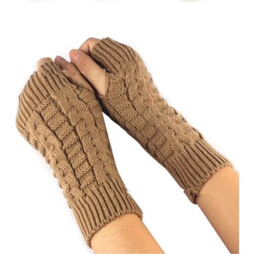 Knitted Long Hand Gloves Womens Warm Embroidered Winter Gloves Fingerless Gloves For Women Girl Guantes Invierno Mujer Luvas