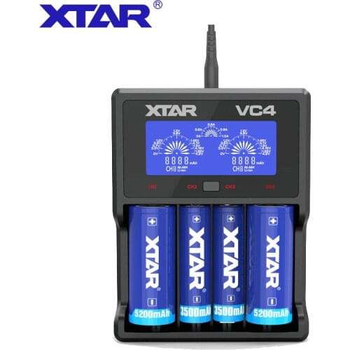 XTAR VC4 VC2 battery charger 3.7V Intelligent li-ion 18650 17500 10440 16340 18350 26500 AA / AAA NiMH lithium Battery Charger