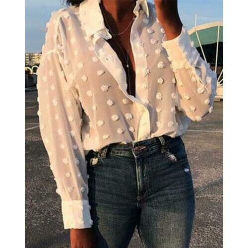 NEW Womens White/Blue Oversized Long Sleeve V Neck Solid Chic Elegant Shirt Top Blouse OL Office Wear