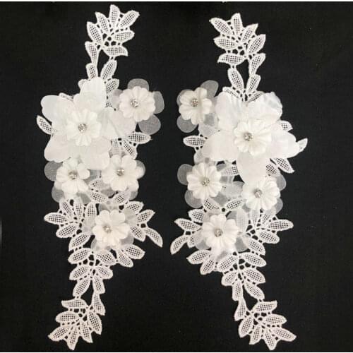 1pcs 3D Flower Floral Embroidery Lace Applique Trim For Evening Skirt Clothes Lace Collar Decoration Patch Sewing On Accessories