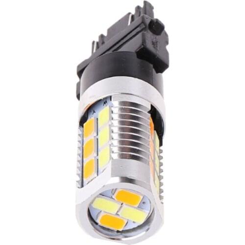 1PC 3157 50W 5630 Dual Color Switchback Yellow White LED Turn Signal Light Bulbs