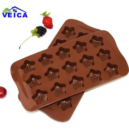 1pcs DIY Handmade Cake Molds 15 Lattices Star Shape Silicone Soap Mould Silicone Cake Molds