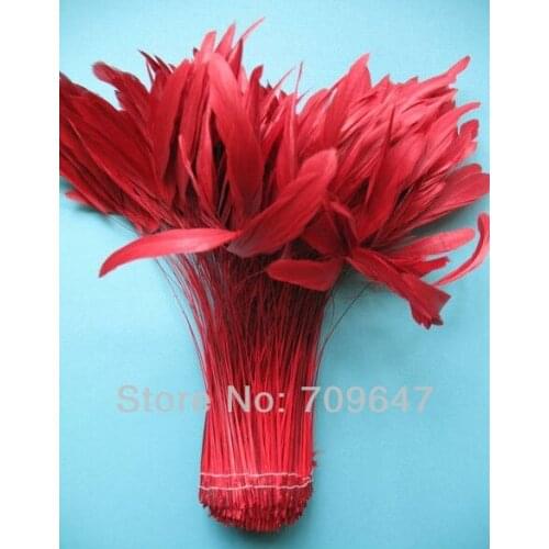 100PCS/LOT 6-8 "(15-20cm) Red Stripped Coque Rooster Tail Feathers,Red Feathers,Craft Feathers,Feathers for Hats