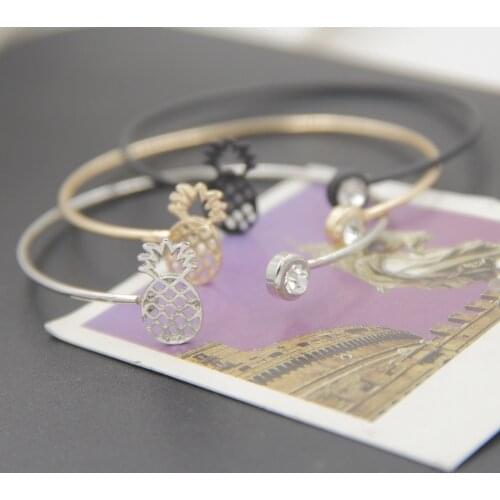 12pcs/lot New Women Fashion Minimalist fine opening Copper cuff friendship bracelets pineapple Bangles best gift for girlfriend