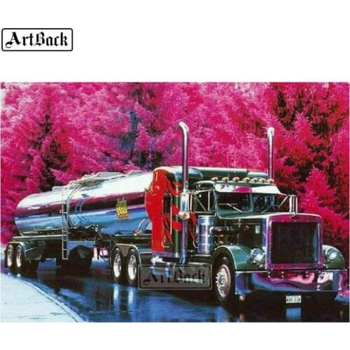 5d diamond painting truck red tree full square / round drill autumn landscape diamond mosaic embroidery crafts stickers