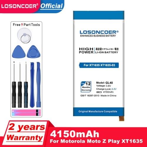 LOSONCOER 4150mAh GL40 For Motorola Moto Z Play,Moto Z Play Droid,XT1635,XT1635-01,XT1635-02,XT1635-03 SNN5974A Phone Battery