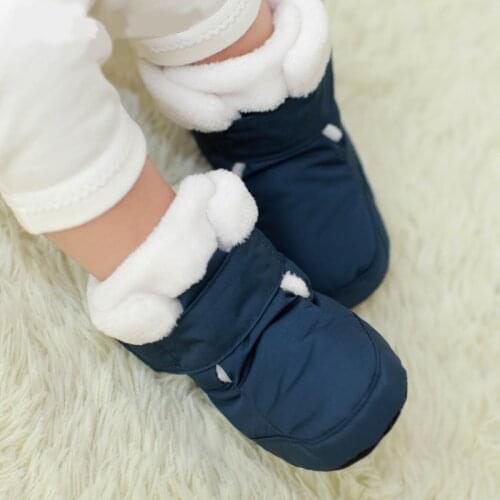 Mother Kids Baby Shoes First walkers Unisex Winter Warm Boots For Infant Baby Faux Fur Inner Snow Boots Toddler Prewalker Bootie