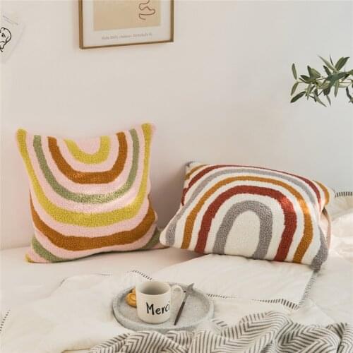 DUNXDECO Cozy Cushion Cover Couch Decorative Pillow Case Fashion Bohemia Rainbow Soft Microfiber Comfort Lazy Sofa Chair Coussin